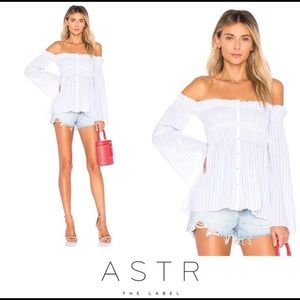 ASTR Shelby Top in white blue stripes